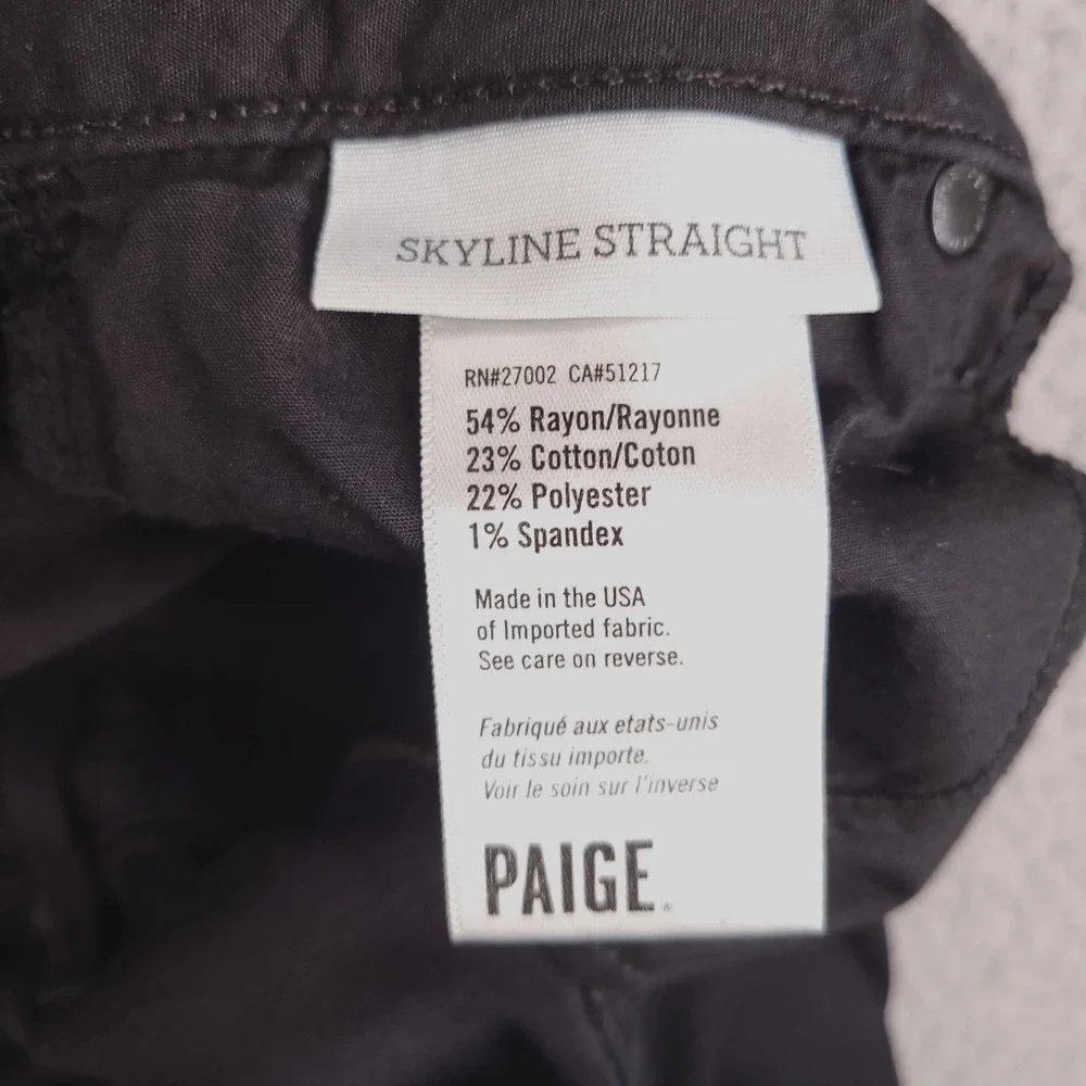 PAIGE Jeans Size 27 Skyline Straight Low Rise Black Stretch Denim 27x33